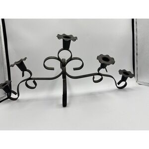 Vintage Black Wrought Iron Fireplace Mantel Candelabra Candle Stick Holder